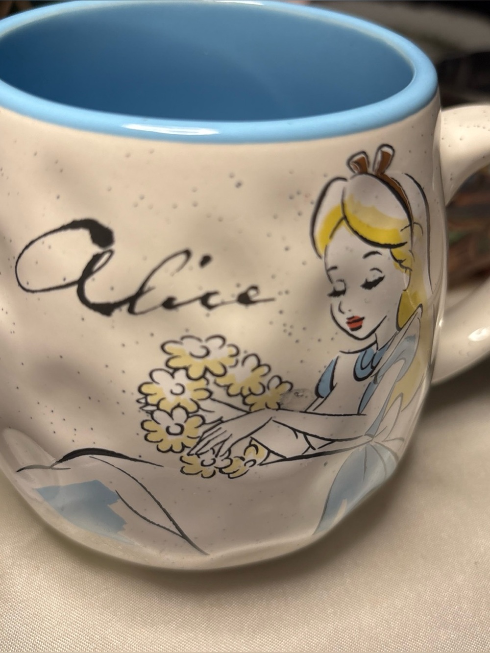Disney Alice Ceramic Accent Mug in Light Blue and Cream